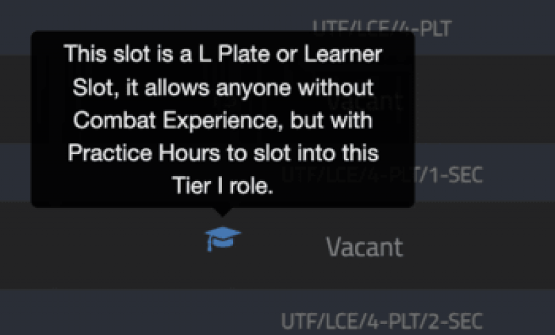 A learner slot as it appears on a typical ORBAT