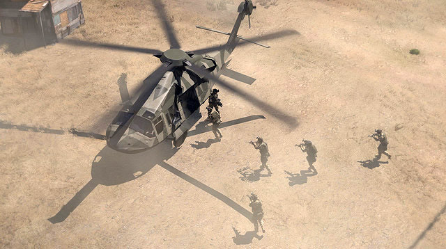 Infantry moving to a Ghosthawk to mount
