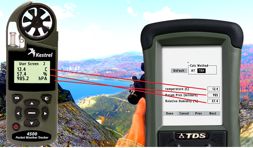 Kestrel and Rangefinder data entries in the AtragMX