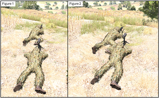 Spotter positions, behind and beside the shooter.