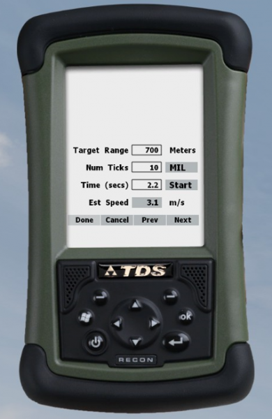 ATragMX Speed Estimation screen