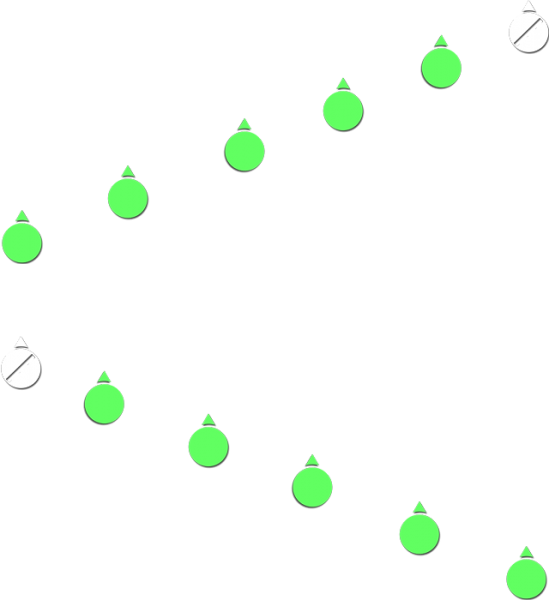 An echelon left (top) and an echelon right (bottom), each led by the Fireteam Leader