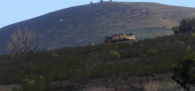 An MBT utilising a hull down position
