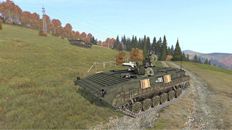 A pair of Russian BMP-1 IFVs